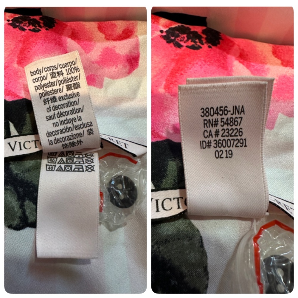 Victoria's Secret Pale Pink Striped Floral Silk Feel Romper Pajamas One Piece M - Picture 16 of 16